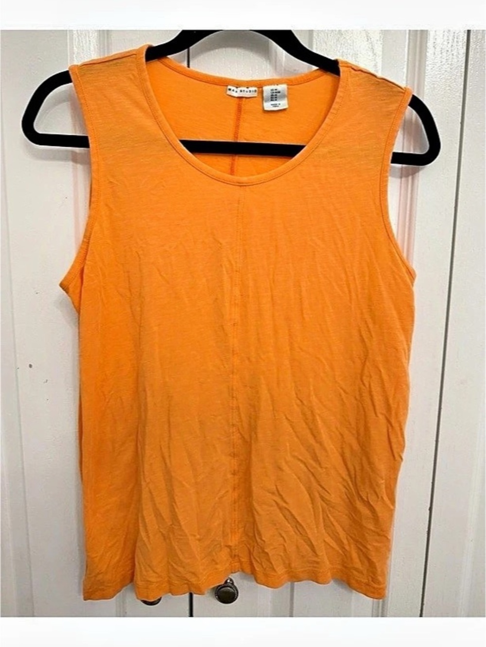 Max Studio Women’s Orange Solid Knit Scoop Neck Stretch Tank Top Size M